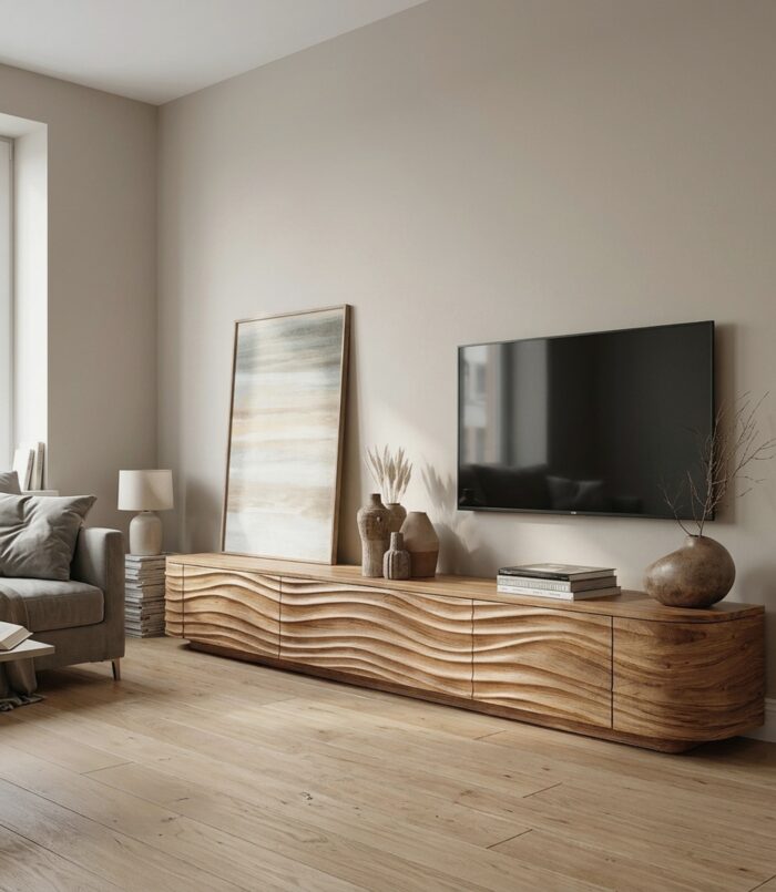 Contemporary Low Wood TV Stand For Media Room