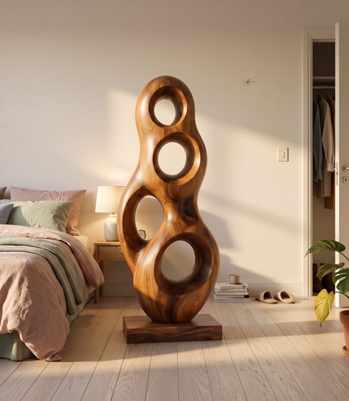 Organic Wooden Sculpture For Modern Penthouse Balcony Decor