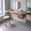 Modern Floating Solid Wood Dressing Table Wall Mounted Bedroom
