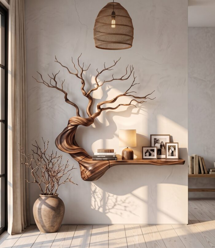Organic Tree Bookcase With Flowing Branch Shelves For Living Room