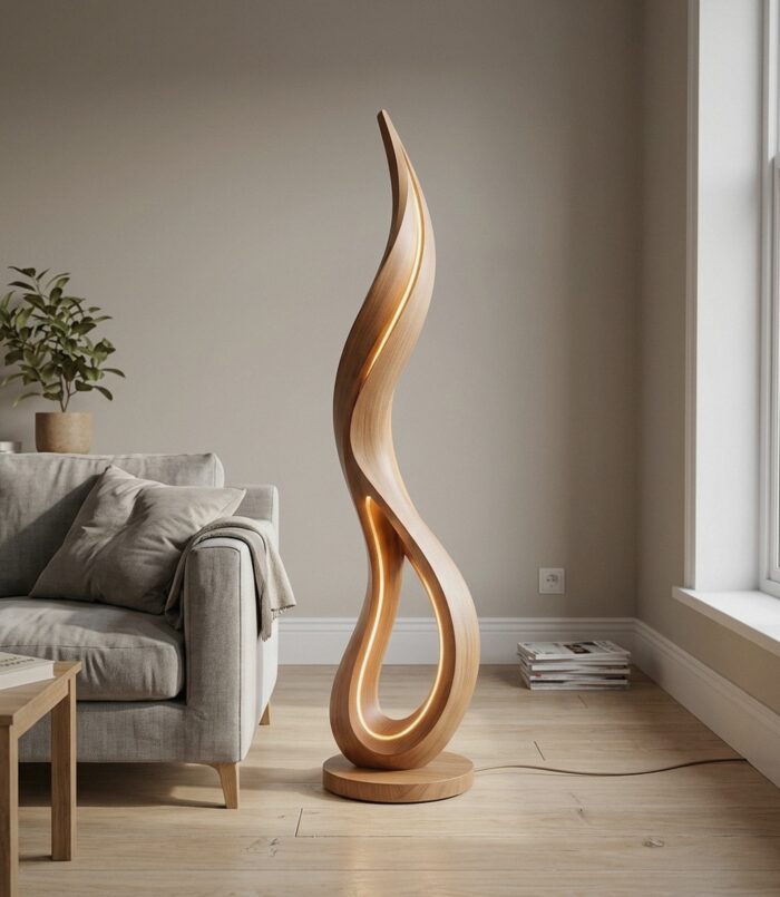 Contemporary Dancing Flame Floor Lamp For Living Room