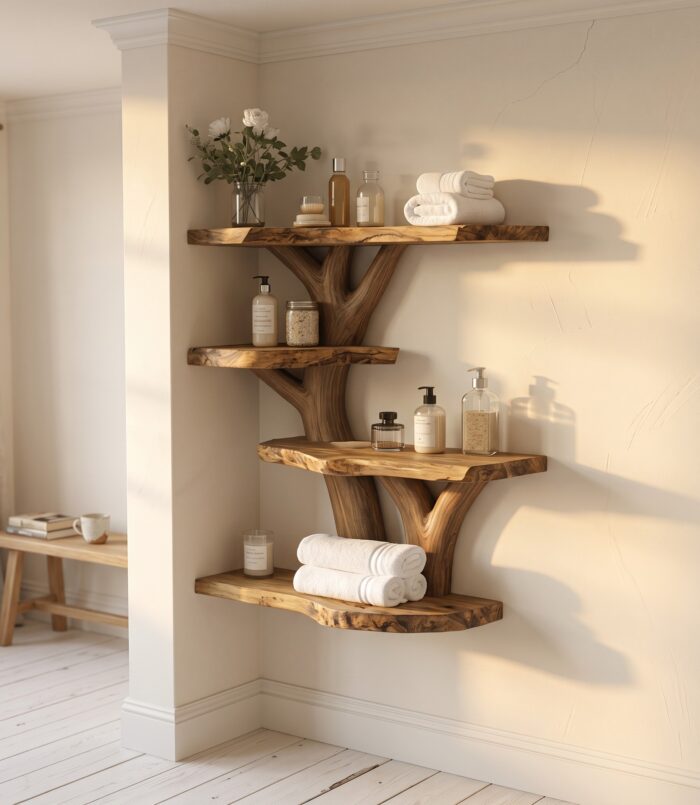 Organic Tree Bathroom Wall Shelf Bathroom Interior Storage Display