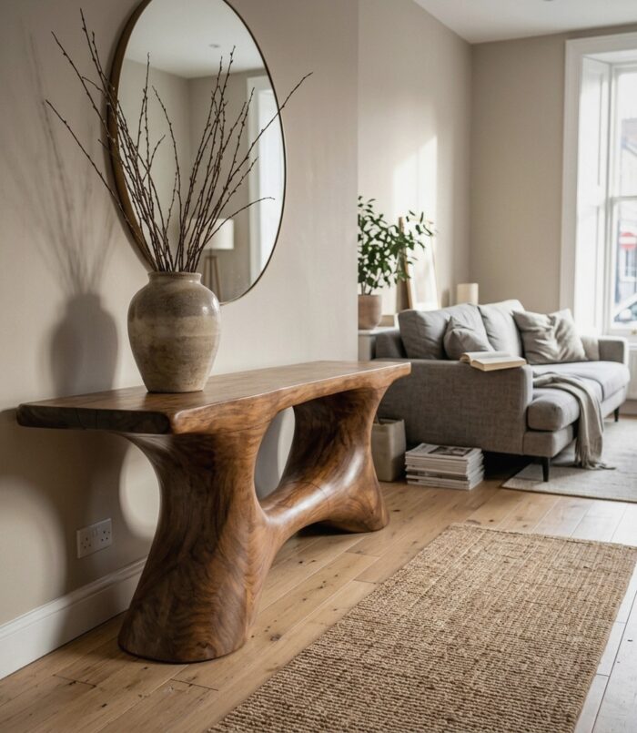 Contemporary Organic Void Base Console Table Entryway Hallway Living Room