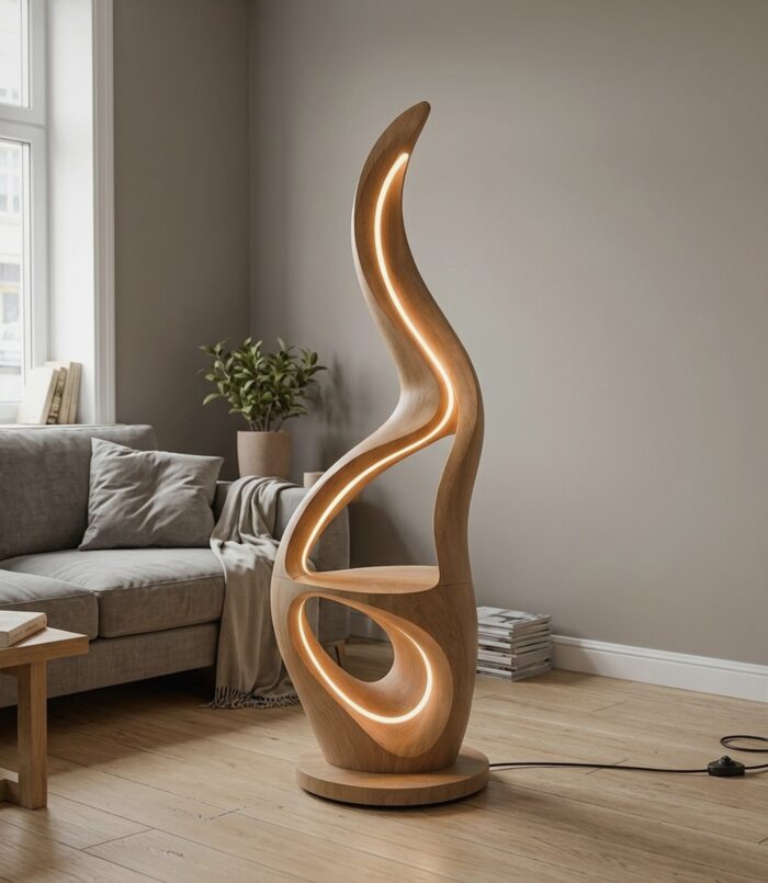 Contemporary Ring Lamp With Table For Lounge