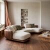 Sculptural Curved Sectional Sofa Frame Solid Wood Flowing Form Living Room And Lounge