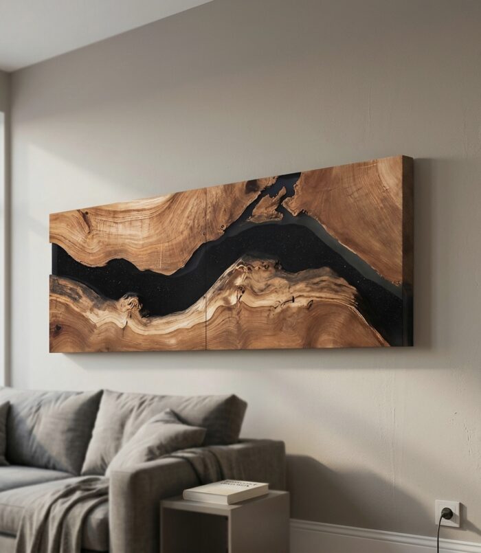 Handcrafted Wooden Rectangular Wall Art For Living Room Decor
