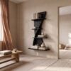 Sculptural Bookshelf Handcrafted Curved Wood Shelves For Home Office