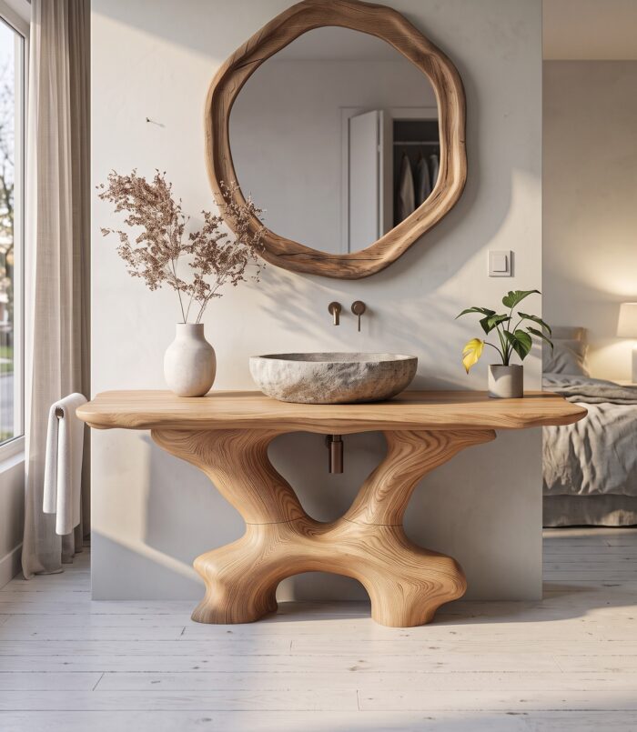 Modern Halloween Statement Bathroom Vanity With Sculptural Branch Frame For Bathroom