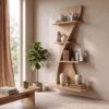 Sculptural Bookshelf Handcrafted Curved Wood Shelves For Home Office