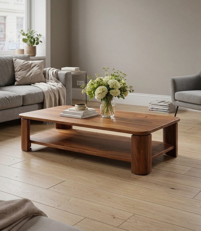 Classic Contemporary Solid Wood Coffee Table Timeless Living Room Interior