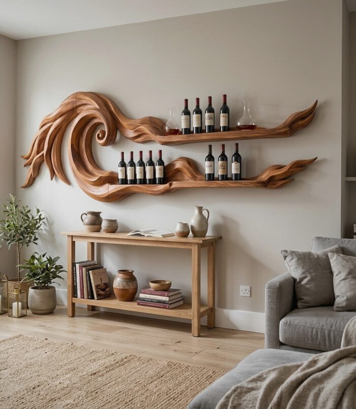 Coastal Wall Wine Rack For Beach House