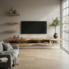 Combo 2 Pieces Rustic Floating TV Stand Living Room Media