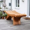 Sculptural Modern Outdoor Wood Bench Garden Patio
