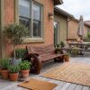 Natural Halloween Garden Bench With Sculptural Branch Back For Porch