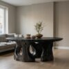 Contemporary Round Dining Table With Abstract Cutout Design For Dining Room And Kitchen