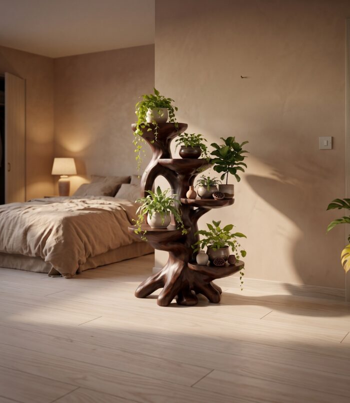 Modern Plant Stand With Sculptural Platforms For Living Room