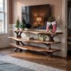 Modern Solid Wood TV Console, Live Edge Media Stand & Entryway Credenza for Living Room
