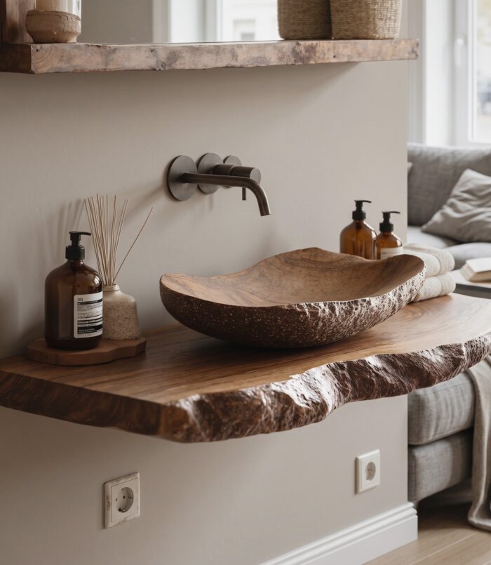 Live Edge Bathroom Vanity Shelf
