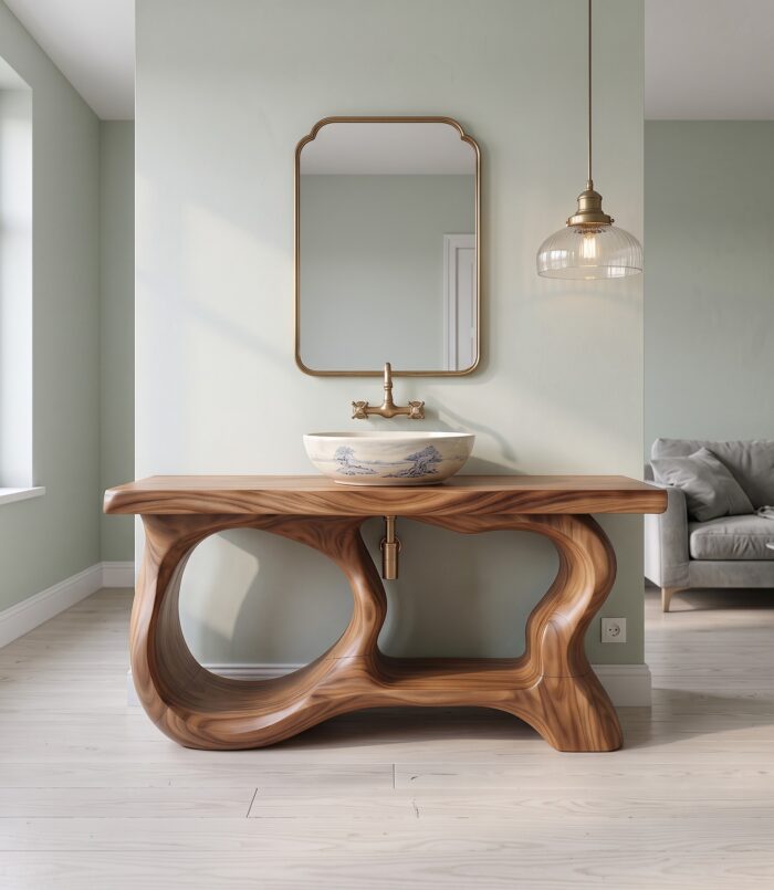 Organic Sculptural Bathroom Vanity Coastal Bathroom
