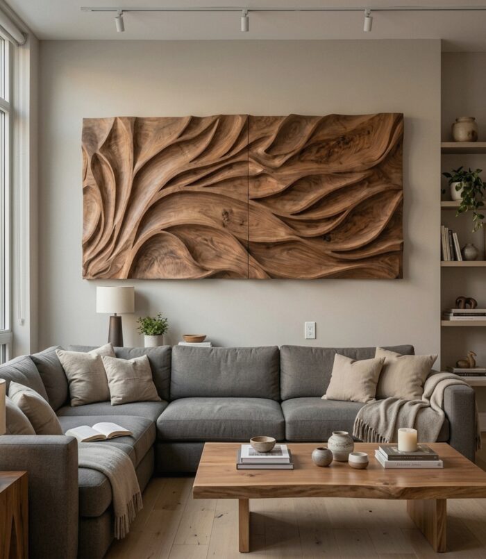 Abstract Carved Wall Art Sculpture For Living Room Decor