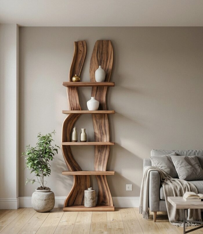 Contemporary Curved Floating Shelf For Living Room Decor