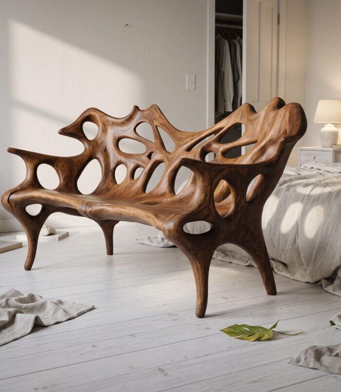 Handcrafted Solid Wood Halloween Bench, Festive Spooky Outdoor Garden Party Bench, Gothic Carved Wood Porch Seat