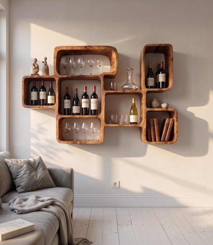 Organic Modern Wall Wine Rack For Dining Room