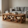 Architectural Carved Solid Wood Coffee Table Organic Void Design Statement Living Room Interior