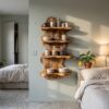 Sculptural Floating Shelf With Organic Wooden Form For Living Room And Kitchen