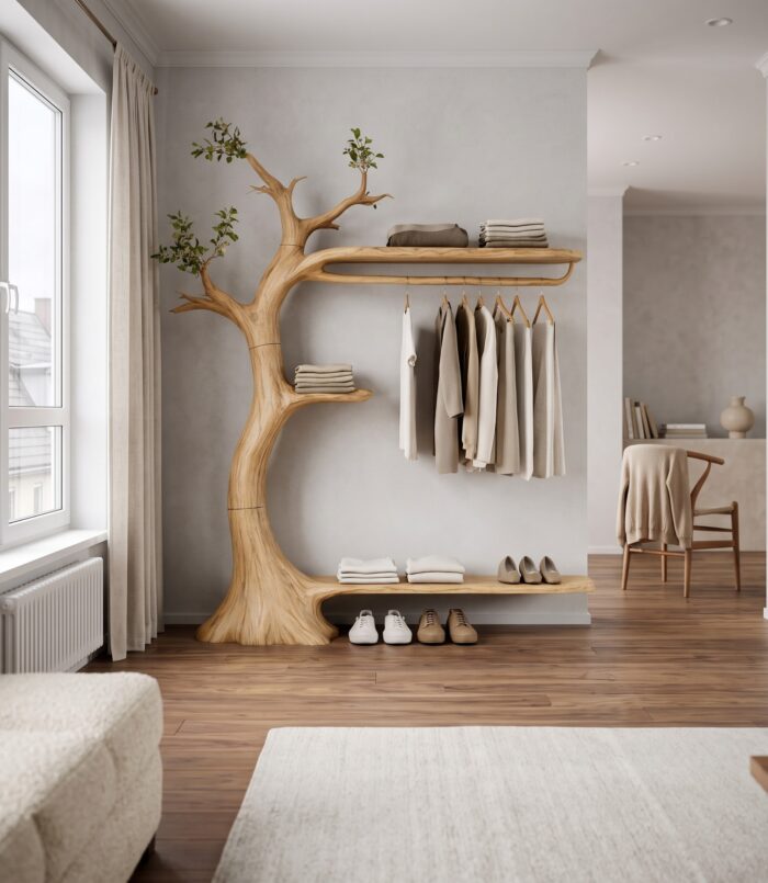 Midcentury Modern Tree Coat Rack Interior Corner