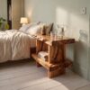 Artistic Solid Wood Display Shelf, Large Handcrafted Wooden Bookshelf & Storage Rack for Living Room