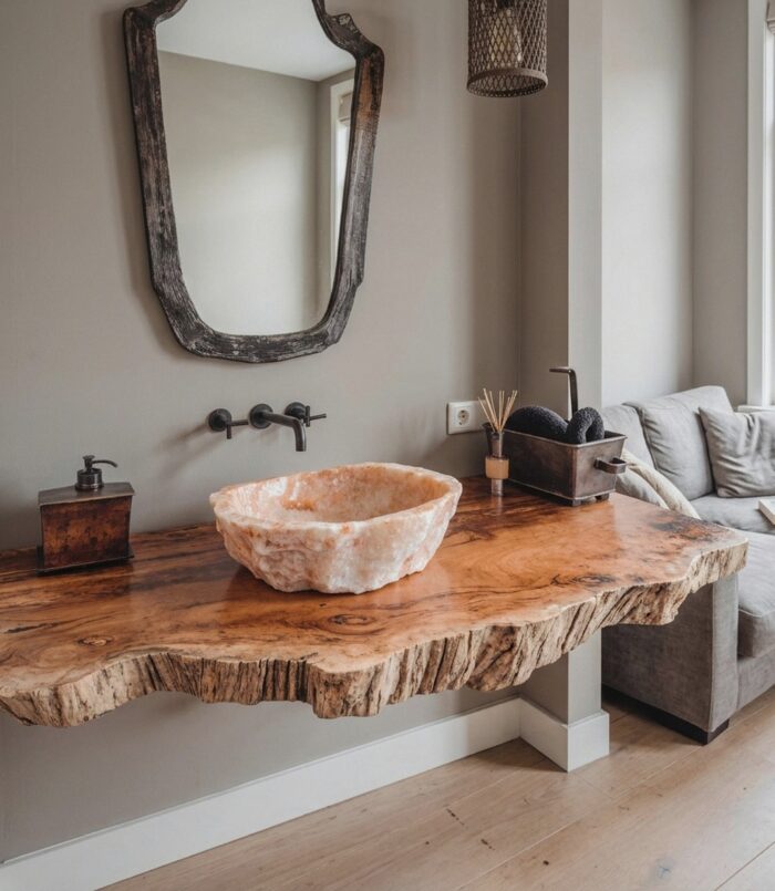 Compact Rustic Bathroom Floating Shelf With Stylish Design