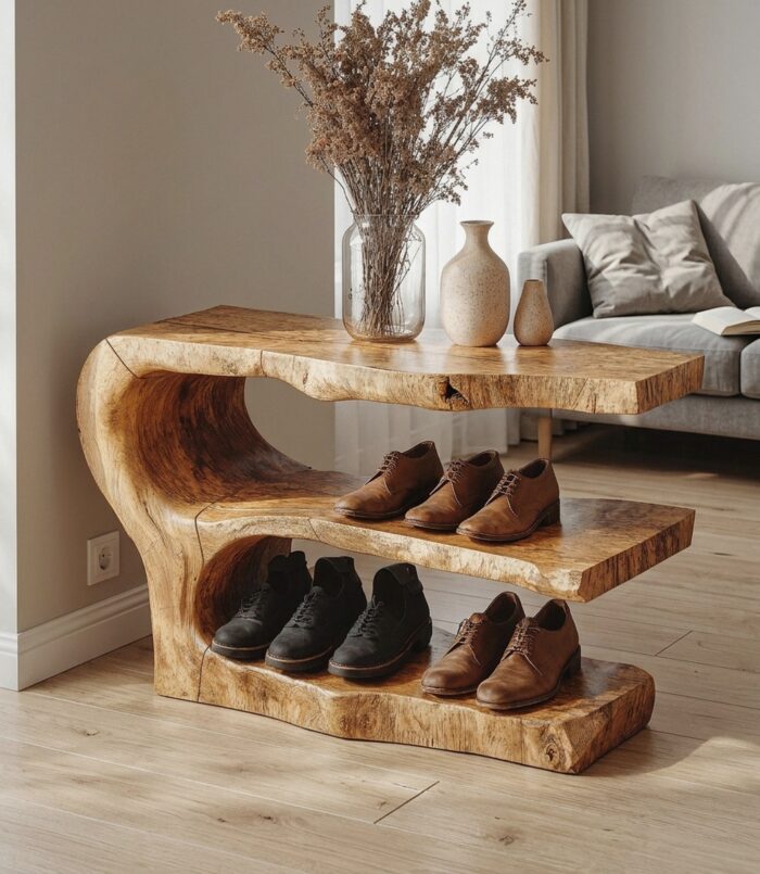 3-Tier Wooden Shoe Rack Bench For Organizing Shoes & Bags