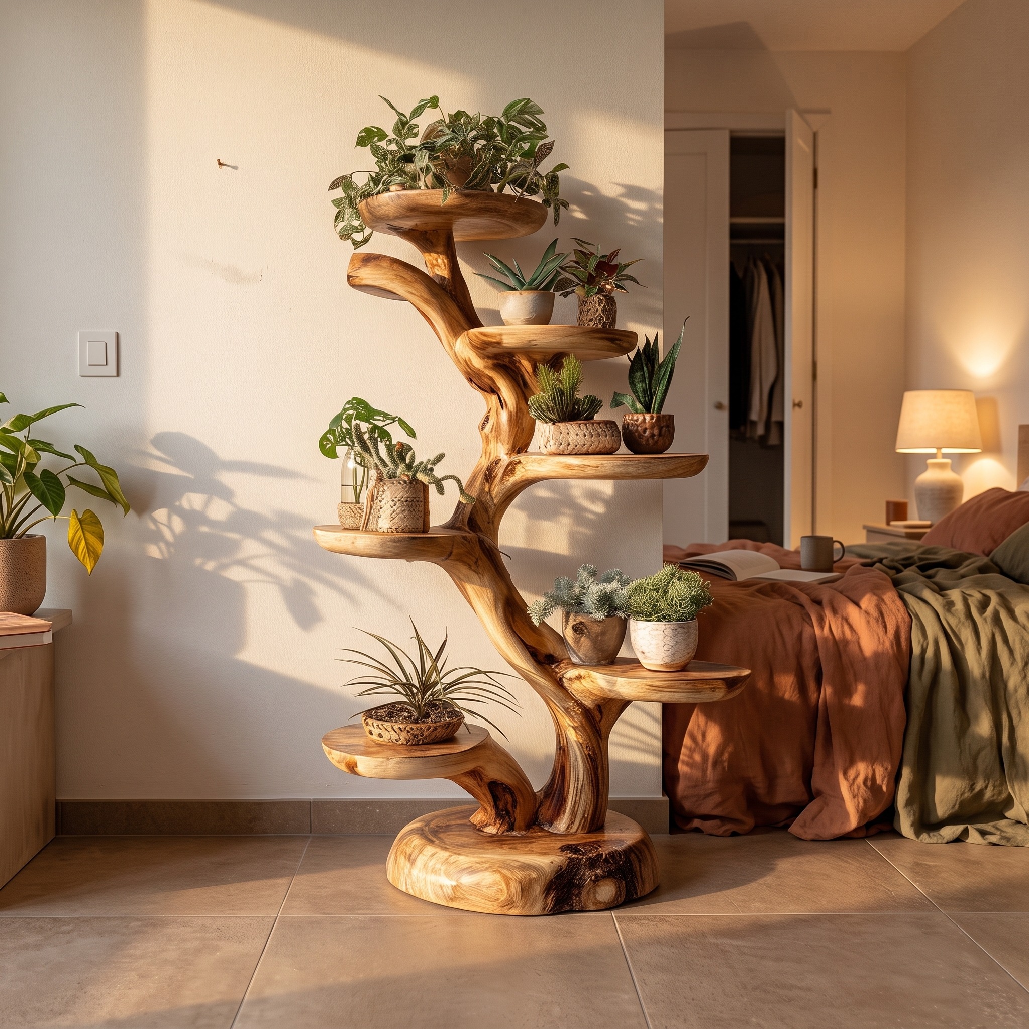1_c734d09c.jpg Rustic Tree Plant Stand Botanical Living Room