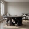 Contemporary Round Dining Table With Abstract Cutout Design For Dining Room And Kitchen