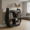 Elegant Sculptural Wooden Record Cabinet For Living Room