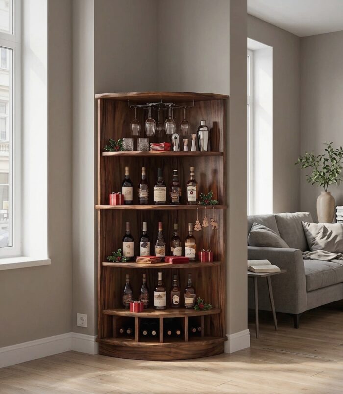 Handcrafted Xmas Corner Wine Cabinet Dining Room