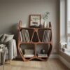 Elegant Sculptural Wooden Record Cabinet For Living Room