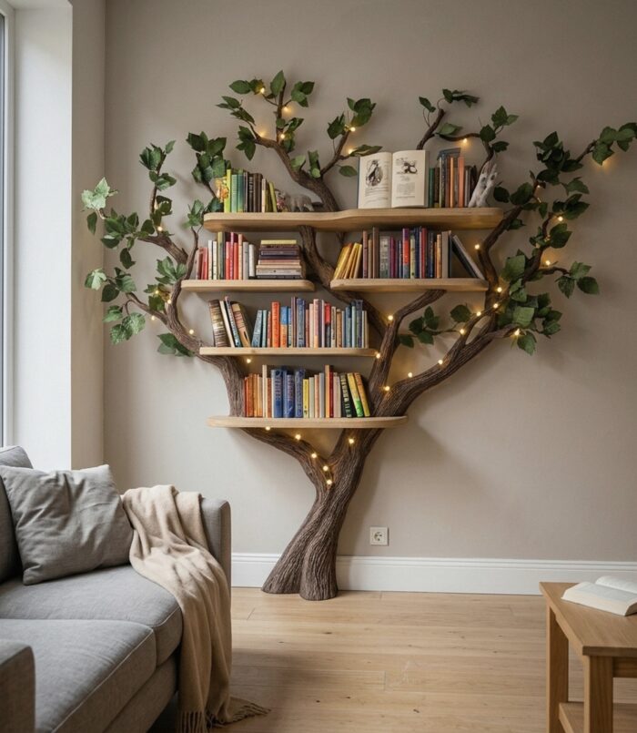 Black Tree Bookshelf Floating Shelf Bookcase