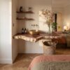 Rustic Wooden Floating Vanity For Small Bathroom Spaces