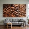 Modern Carved Wall Art, Handcrafted Textured Wooden Panel Hanging Decor for Living Room & Bedroom