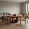 Handcrafted Round Dining Table Nature Inspired Design For Dining Room