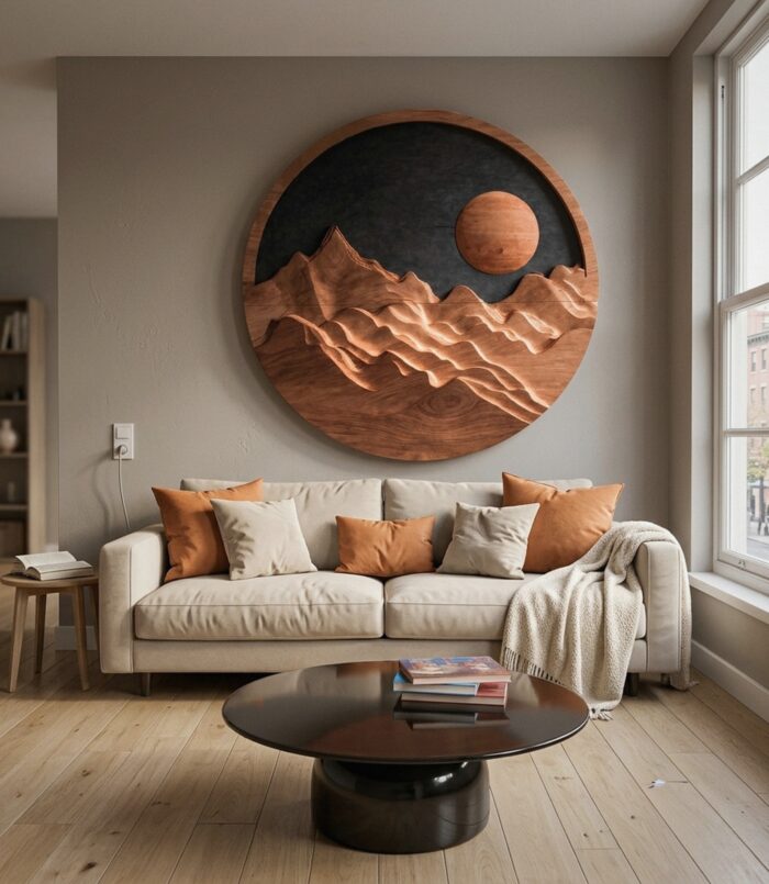 Artistic Mountain Sun Wall Hanging For Modern Home