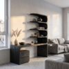 Scandinavian Writing Desk With Integrated Storage Hutch For Bedroom And Workspace