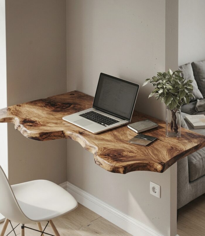 Farmhouse Solid Wood Floating Desk For Aesthetic Interior Decoration