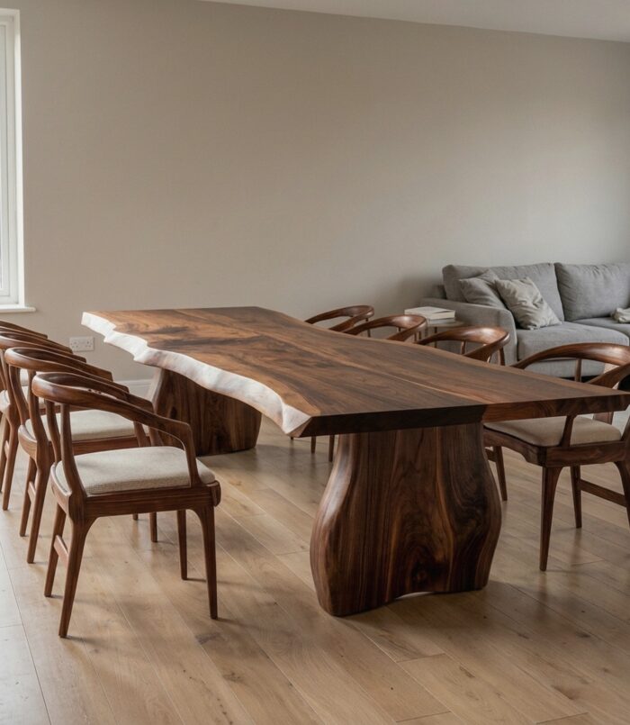 Contemporary Dining Table With Asymmetrical Natural Edge For Dining Room
