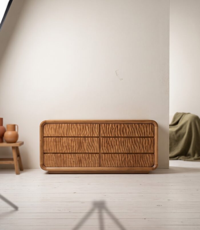 Modern Bedroom Dresser With Soft Curved Edges And Simple Multi Drawer Design For Bedroom