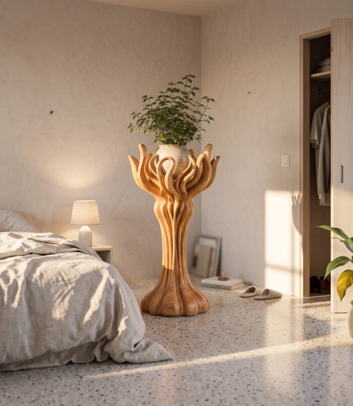 Organic Tree Plant Stand With Sculptural Branch Design For Living Room And Sunroom