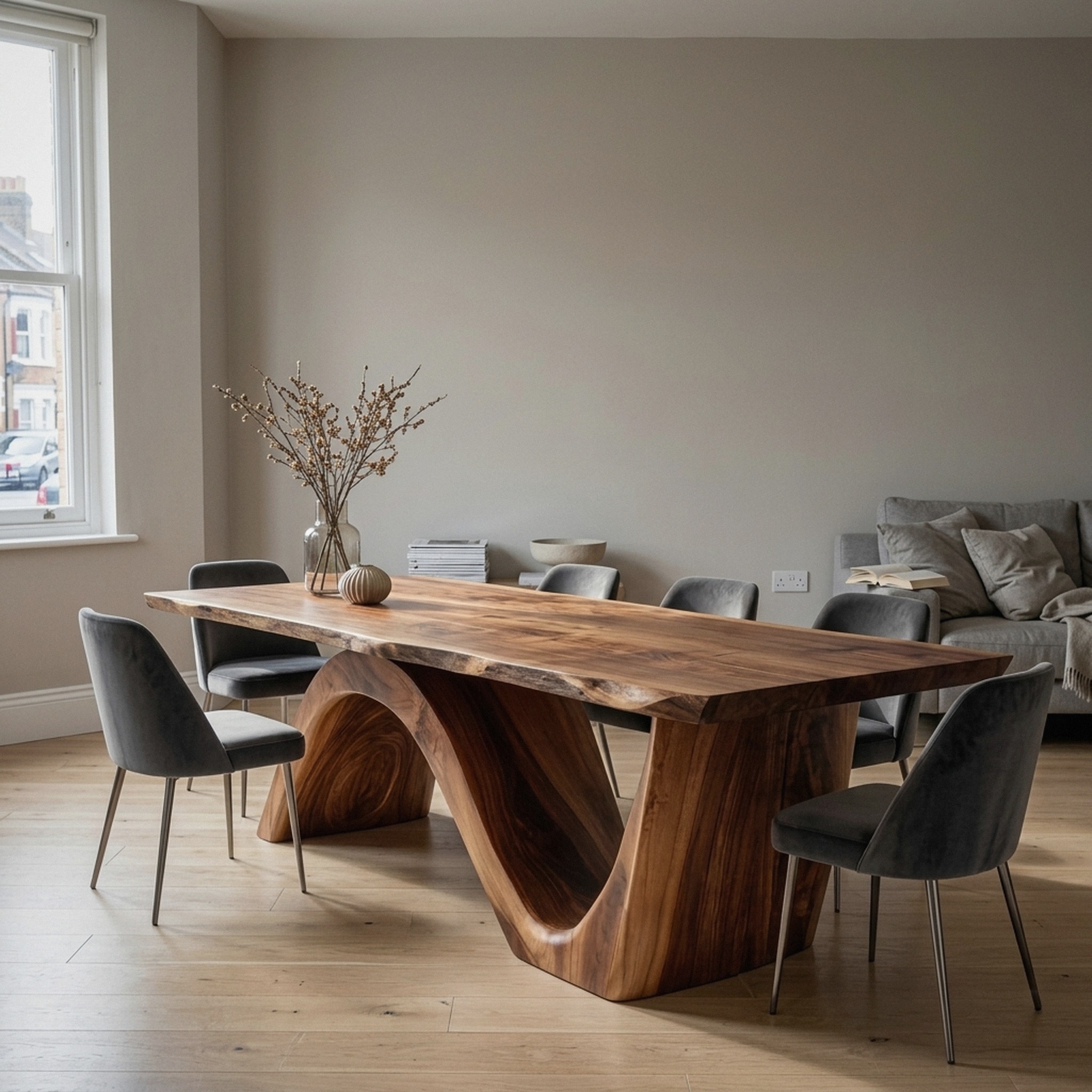 2_10d1180a.jpg Contemporary Curved Base Wood Dining Table For Dining Area