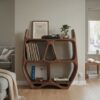 Elegant Sculptural Wooden Record Cabinet For Living Room